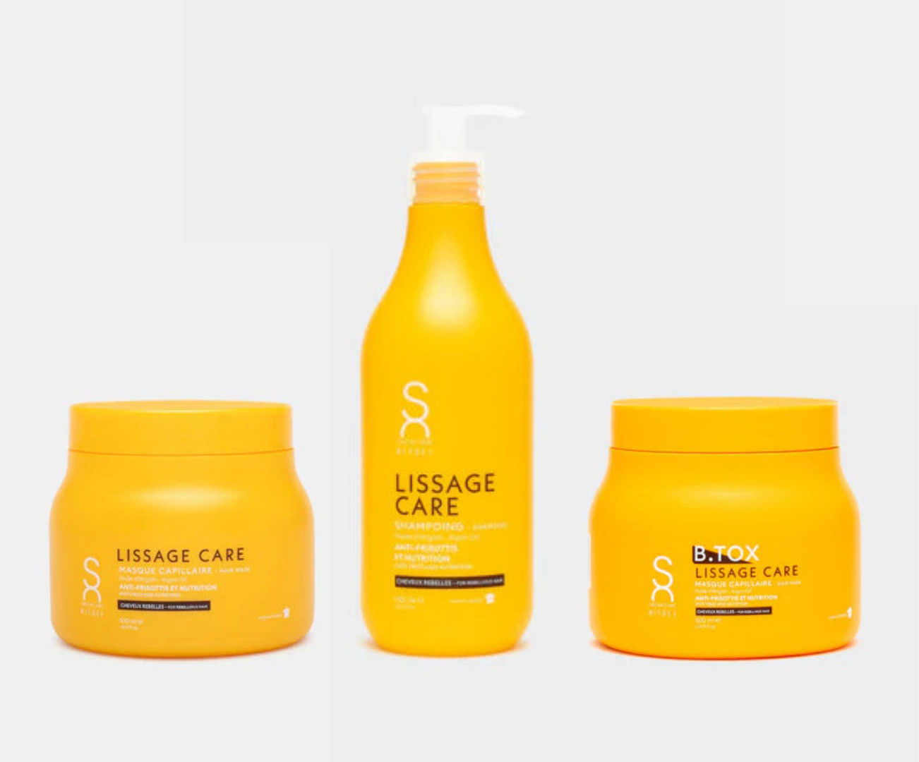 SACHA CARE Lissage Care Изглаждащ Комплект За Непокорна Коса – Шампоан 500 мл + Маска 500 мл + Ботокс Маска 500 мл