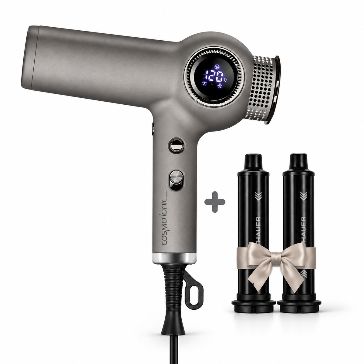 STHAUER Cosmo Ionic – професионален сешоар 1800W сребрист с подарък барели Waves Kit Pro