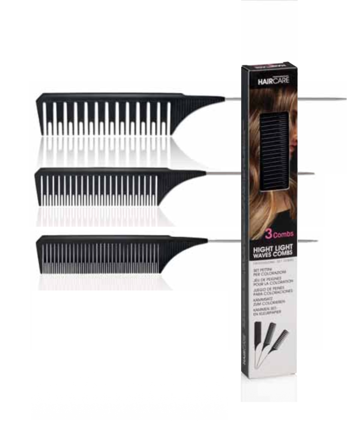 XANIPRO HairCare High Light Waves – комплект от 3 гребена за кичури с метален шпиц