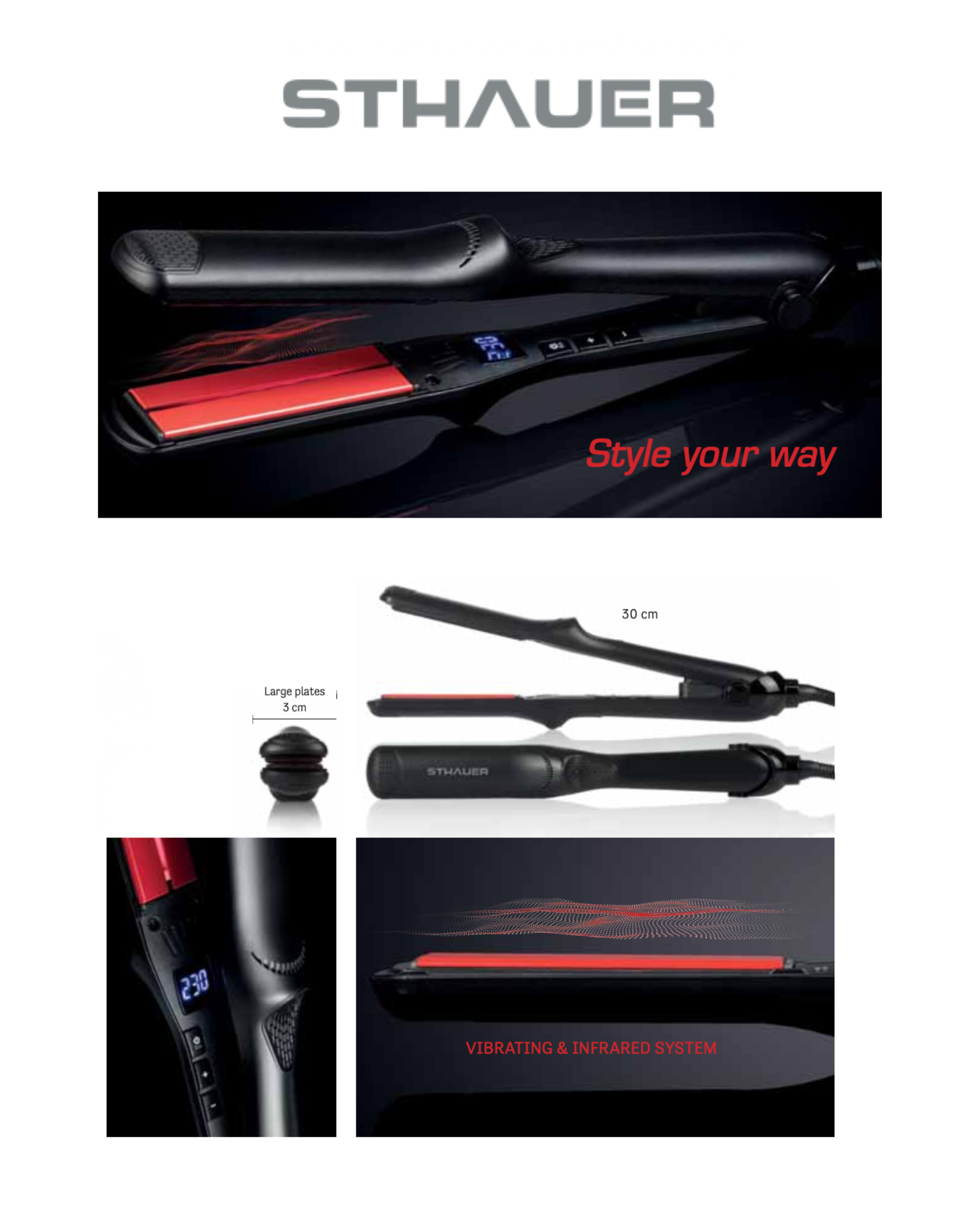 STHAUER Infrared Keratin Pro – Керамична Преса с Инфрачервени Лъчи и Микро-Вибрация